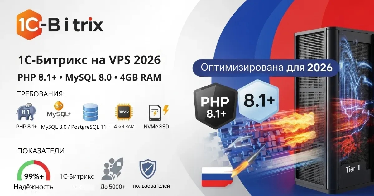 VPS для 1С-Битрикс 2026: выбор сервера и настройка производительности