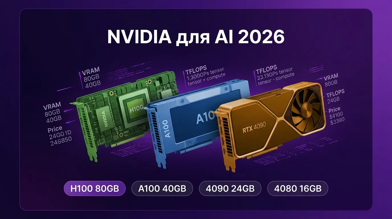 Сравнение GPU NVIDIA H100, A100, RTX 4090