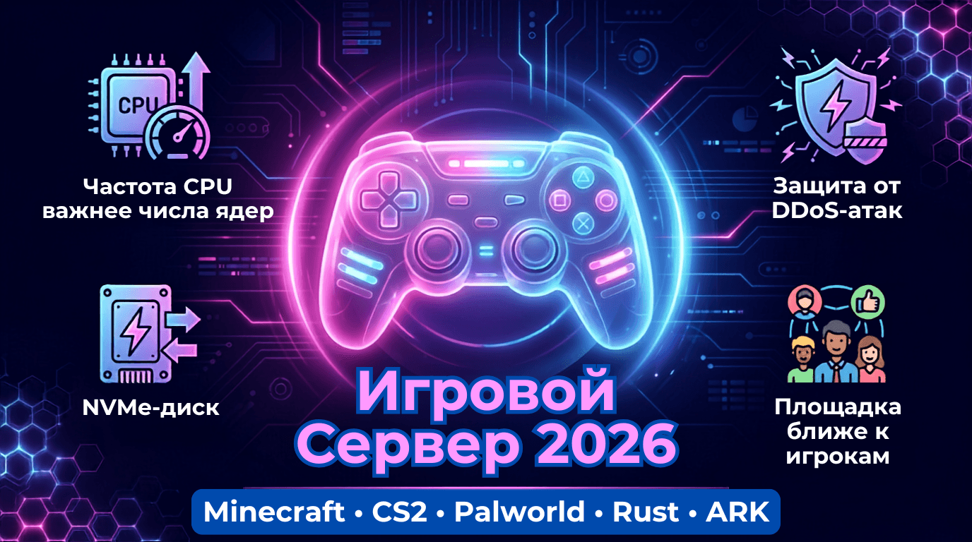 Требования к игровому серверу: частота процессора важнее числа ядер, защита от DDoS-атак, NVMe-диск и площадка ближе к игрокам