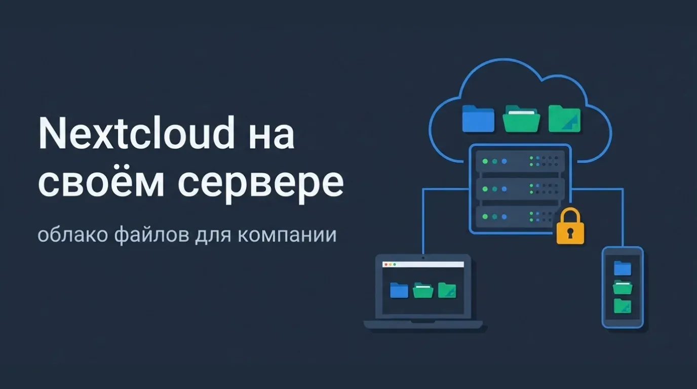 Обложка: сервер с облаком папок синхронизирует файлы с ноутбуком и телефоном сотрудников