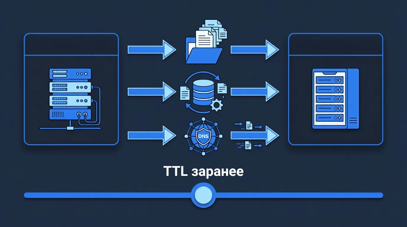 Перенос WordPress: файлы, база данных и DNS переезжают по отдельности